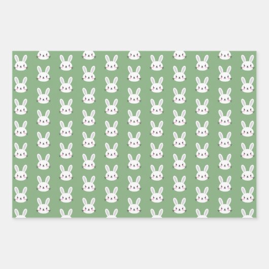 Niedliche Farbenfrohe hellweiße Kaninchenfarbe Geschenkpapier Set (Vorderseite 3)