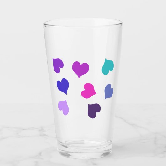 Niedliche farbenfrohe Herzen Glas (Vorderseite)