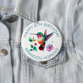 Niedliche Farbenfrohe Hummingvogel und Blume Button (Beispiel)