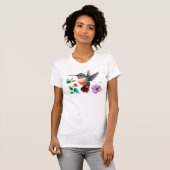 Niedliche Farbenfrohe Hummingvogel und Blume T-Shirt (Vorne ganz)