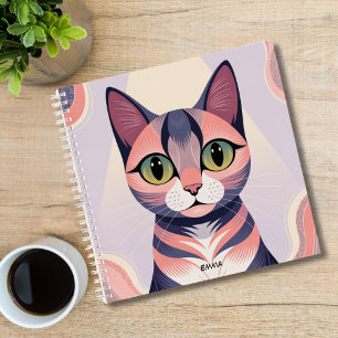 Niedliche, farbenfrohe Katze, lustiger Chic Notizblock