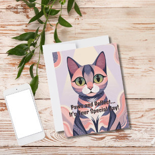 Niedliche, farbenfrohe Katze, Spaß, Chic, Whimsica Postkarte