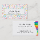 Niedliche, farbenfrohe Kinder, die Ersatzlehrer Ge Visitenkarte (Vorne/Hinten)