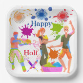 Niedliche farbenfrohe Kinder, die Holi-Party spiel Pappteller (Vorderseite)