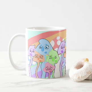 Niedliche farbenfrohe Kreaturen Kaffeetasse