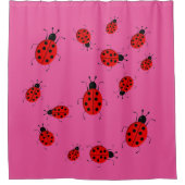 Niedliche, farbenfrohe Ladybugs Clip Art Duschvorhang (Vorderseite)