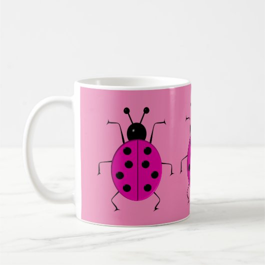 Niedliche, farbenfrohe Ladybugs, glücklicher Charm Kaffeetasse (Links)