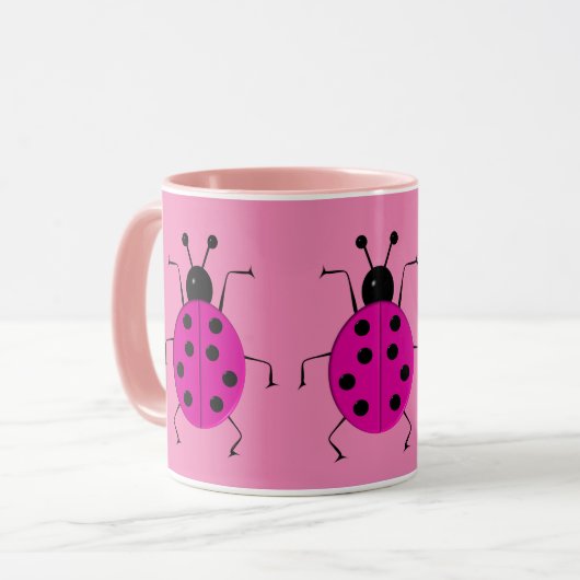 Niedliche, farbenfrohe Ladybugs, glücklicher Charm Tasse (Vorderseite Links)