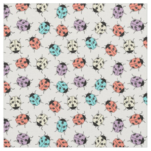 Niedliche, farbenfrohe Ladybugs-Muster Stoff (Nahaufnahme)