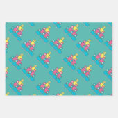 Niedliche, farbenfrohe Lama-Alpaca-Tiere aquamarin Geschenkpapier Set (Vorderseite 3)