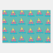 Niedliche, farbenfrohe Lama-Alpaca-Tiere aquamarin Geschenkpapier Set (Vorderseite 2)