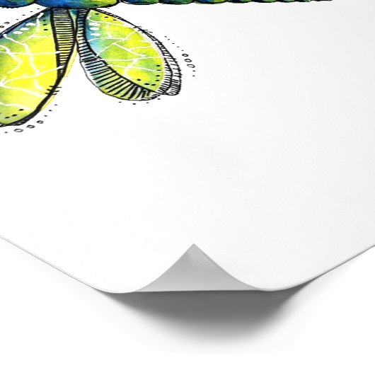 Niedliche farbenfrohe Libelle Poster (Ecke)