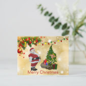 Niedliche, farbenfrohe Lichter, Weihnachtsmann, El Postkarte (Stehend Vorderseite)