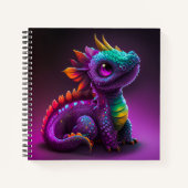 Niedliche, farbenfrohe Lila Drachenechse Artwork | Notizblock (Vorderseite)