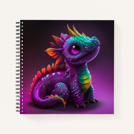 Niedliche, farbenfrohe Lila Drachenechse Artwork | Notizblock (Vorderseite)