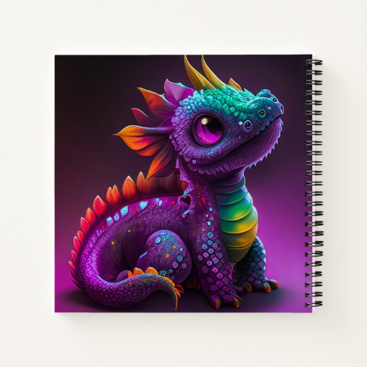 Niedliche, farbenfrohe Lila Drachenechse Artwork | Notizblock (Rückseite)