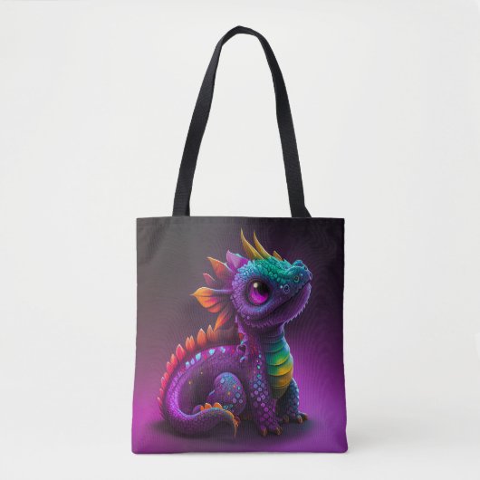 Niedliche, farbenfrohe Lila Drachenechse Artwork | Tasche (Vorderseite)