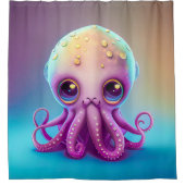 Niedliche Farbenfrohe Lila Octopus Alien Artwork | Duschvorhang (Vorderseite)