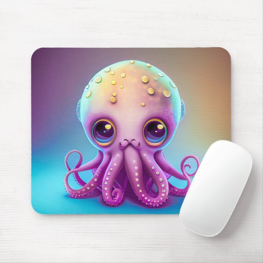 Niedliche Farbenfrohe Lila Octopus Alien Artwork | Mousepad (Mit Mouse)