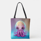 Niedliche Farbenfrohe Lila Octopus Alien Artwork | Tasche (Rückseite)