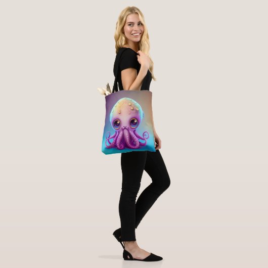 Niedliche Farbenfrohe Lila Octopus Alien Artwork | Tasche (Am Model)