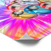 Niedliche, farbenfrohe Löwen, Feuerwerk, Geburtsta Poster (Ecke)