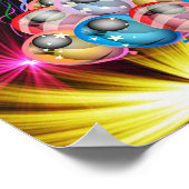 niedliche, farbenfrohe Löwen, Feuerwerk, Geburtsta Poster (Ecke)