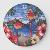 Niedliche farbenfrohe Macahaie am Hawaiianischen S Große Wanduhr (Vorderseite)