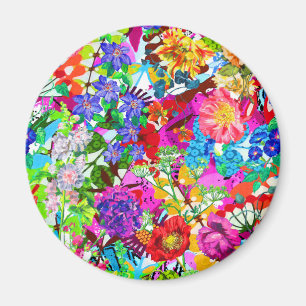 Niedliche farbenfrohe magische Blume All-Over-Prin Magnet