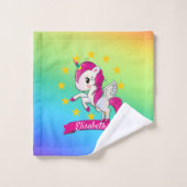 Niedliche Farbenfrohe magische Einhornröhre Kinder Badhandtuch Set (Waschlappen)