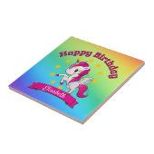 Niedliche Farbenfrohe magische Einhornröhre Kinder Fliese (Seite)