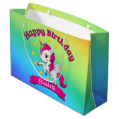 Niedliche Farbenfrohe magische Einhornröhre Kinder Große Geschenktüte (Rückseite Schrägansicht)