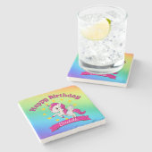 Niedliche Farbenfrohe magische Einhornröhre Kinder Steinuntersetzer (Seitenansicht)