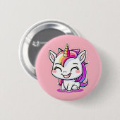 Niedliche Farbenfrohe magische Happy Einhorn Kunst Button (Vorne & Hinten)