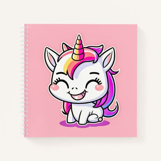 Niedliche Farbenfrohe magische Happy Einhorn Kunst Notizblock (Vorderseite)