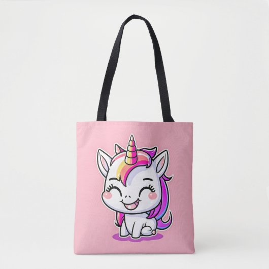 Niedliche Farbenfrohe magische Happy Einhorn Kunst Tasche (Vorderseite)