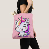 Niedliche Farbenfrohe magische Happy Einhorn Kunst Tasche (Von Nahem)