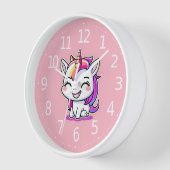 Niedliche Farbenfrohe magische Happy Einhorn Kunst Uhr (Winkel)
