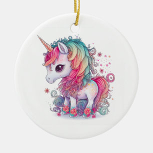 Niedliche Farbenfrohe magische Kreatur Einhorn Kun Keramik Ornament