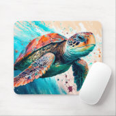 Niedliche Farbenfrohe Meeresschildkröte Mousepad (Mit Mouse)