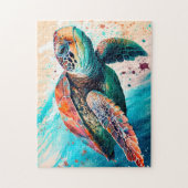 Niedliche Farbenfrohe Meeresschildkröte Puzzle (Vertikal)