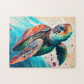 Niedliche Farbenfrohe Meeresschildkröte Puzzle (Horizontal)