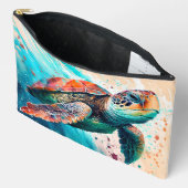 Niedliche Farbenfrohe Meeresschildkröte Zubehörtasche (Offen)