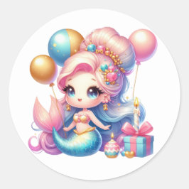 Niedliche farbenfrohe Mermaid-Aufkleber Runder Aufkleber