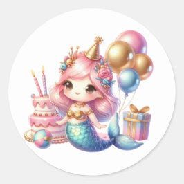 Niedliche farbenfrohe Mermaid-Aufkleber Runder Aufkleber