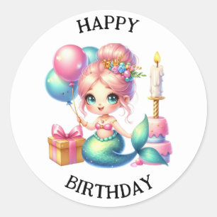 Niedliche farbenfrohe Mermaid-Aufkleber Runder Aufkleber