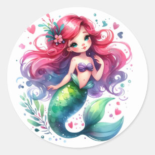 Niedliche farbenfrohe Mermaid-Aufkleber Runder Aufkleber