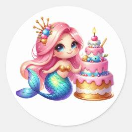 Niedliche farbenfrohe Mermaid-Aufkleber Runder Aufkleber