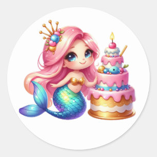 Niedliche farbenfrohe Mermaid-Aufkleber Runder Aufkleber
