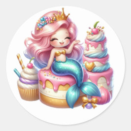 Niedliche farbenfrohe Mermaid-Aufkleber Runder Aufkleber